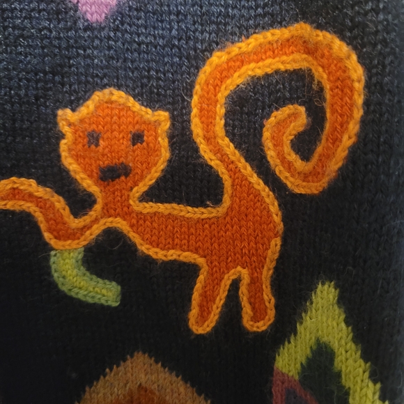Vintage Southwestern Folk Art Knit Cardigan Animal Motif Button Up Sweater - Picture 9 of 12
